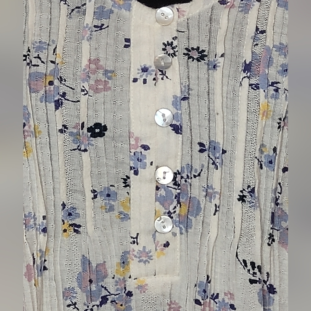 Lucky Brand Floral Long Sleeve Peasant Top - Size M - Picture 5 of 7
